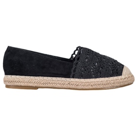 Small Swan Espadrilles En Daim Avec Dentelle le noir