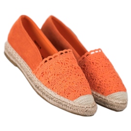 Small Swan Espadrilles en daim avec dentelle orange