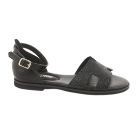 M.Daszyński Sandales noires à talon Daszyński MR1848-17 le noir