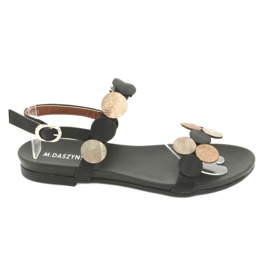 M.Daszyński Sandales noires avec anneaux dorés Daszyński MR1958-1 jaune