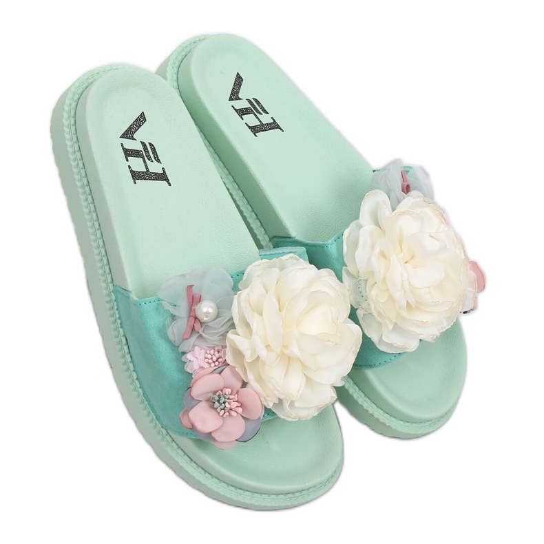 Pantoufles menthe sur semelle haute PT-109 Mint vert