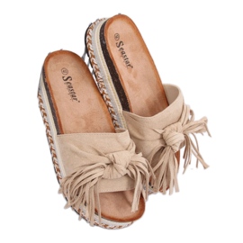 Chaussons bohème femme beige CK138P Beige