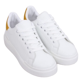 Baskets femme blanches 85-428 BLANC / JAUNE
