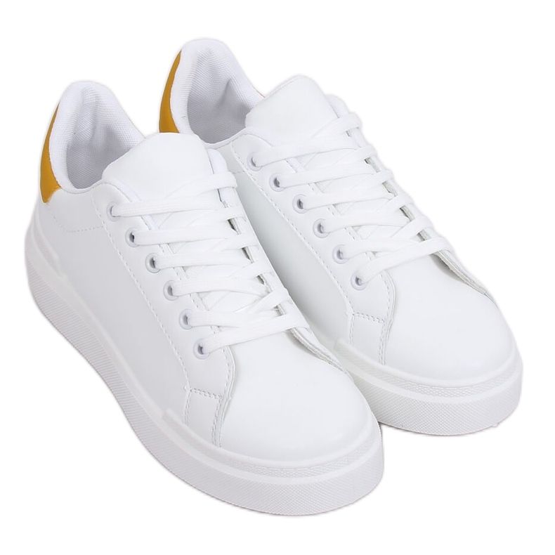 Baskets femme blanches 85-428 BLANC / JAUNE