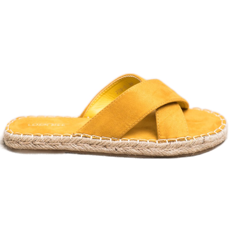 SHELOVET Pantoufles confortables en daim jaune