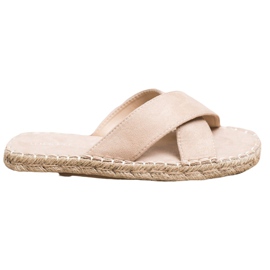 SHELOVET Pantoufles confortables en daim beige