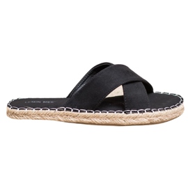 SHELOVET Pantoufles confortables en daim le noir