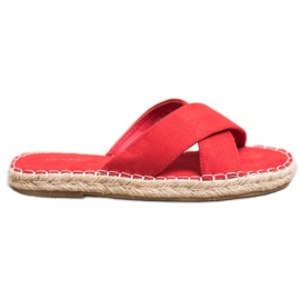 SHELOVET Pantoufles confortables en daim rouge