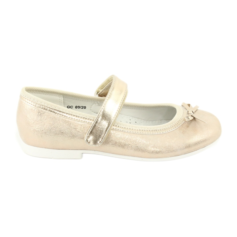 American Club GC02 ballerines dorées à nœud beige d'or