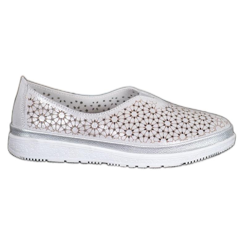 Filippo Slipons En Cuir Avec Un Motif Floral gris