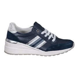Filippo Chaussures de sport en cuir bleu marine multicolore