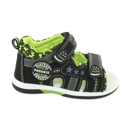 American Club Boys Sandals Insert en cuir DR15 / 20 noir et vert le noir