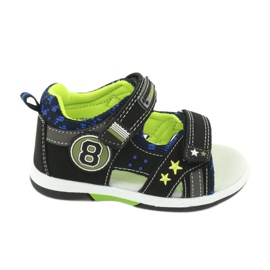American Club Insert en cuir sandals décoré avec huit et étoiles DR14 / 20 noir et vert le noir