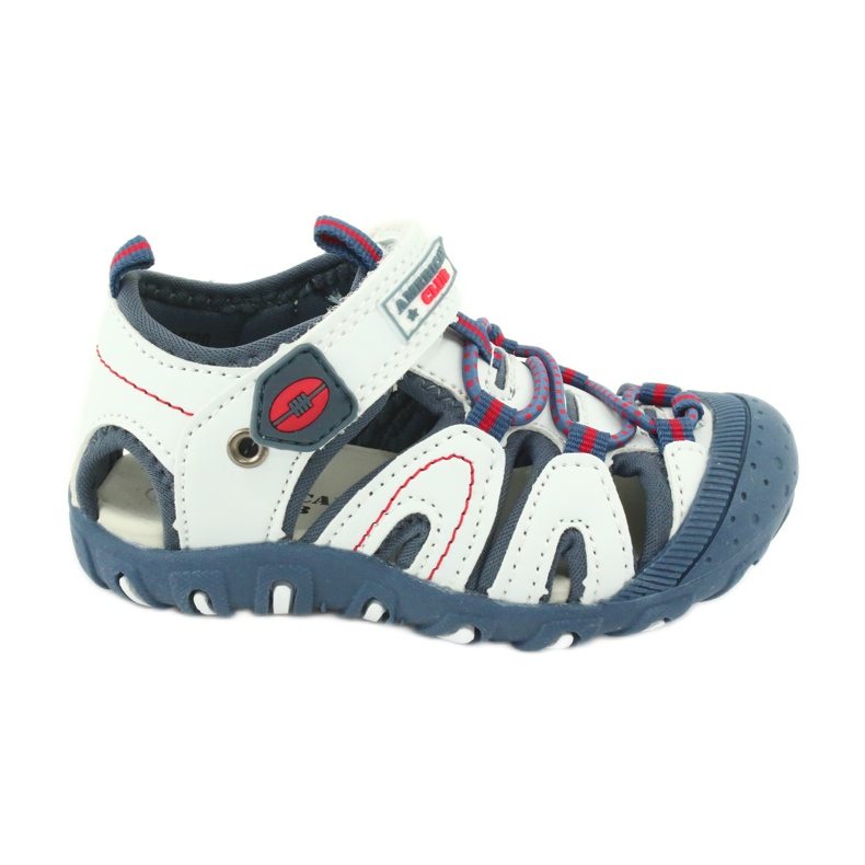 American Club DR08 / 20 sandales velcro pour garçons blanche rouge bleu