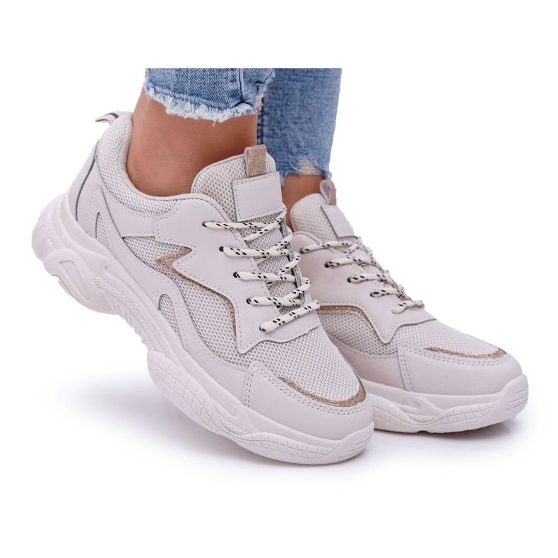 BUGO Chaussures Sport Femme Beige Glitter Winchester