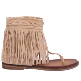 Tongs beiges à tige NS129P Beige