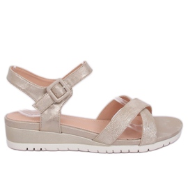 Sandales sur un petit talon compensé doré NS115P LT.GOLD