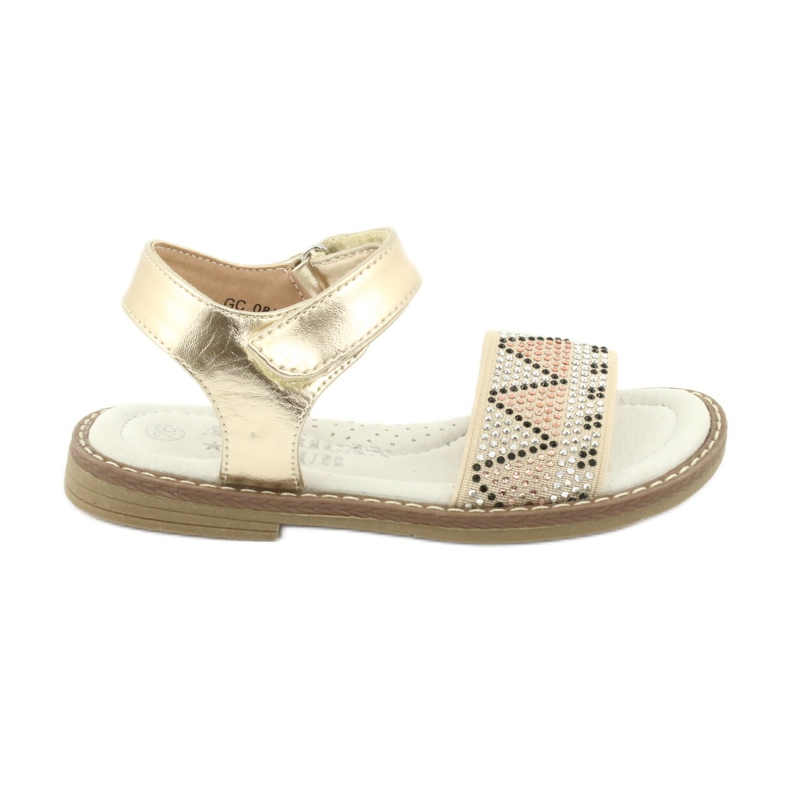 American Club Sandales en or des filles avec insert en cuir à paillettes GC08 / 20 d'or