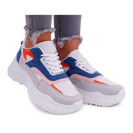 Chaussures Sport Femme Semelle Épaisse Blanc et Bleu Sevana