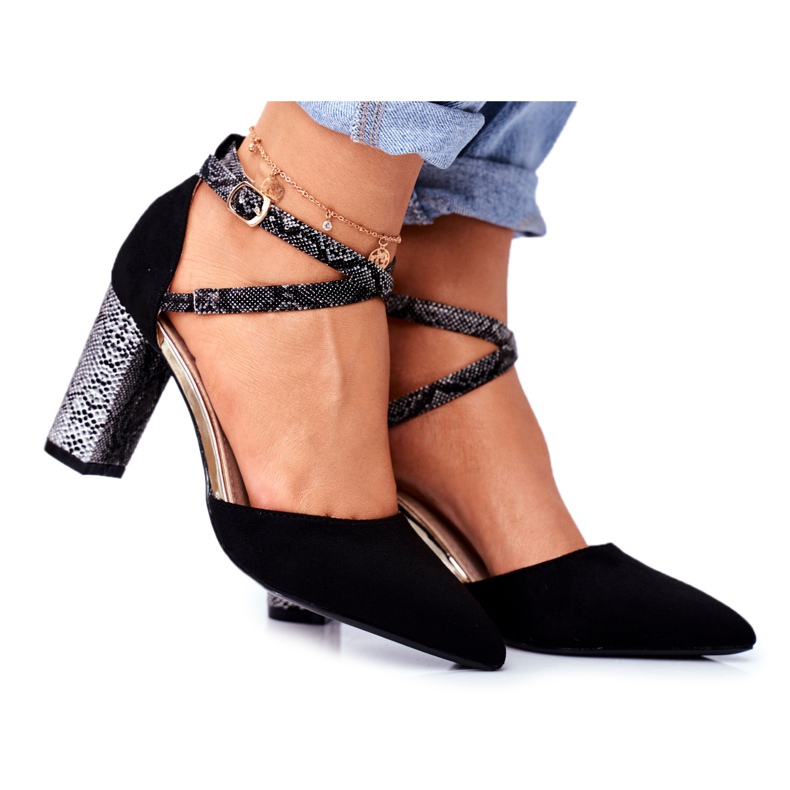 S.Barski Escarpins à talons pour femmes Snake Black Together le noir multicolore