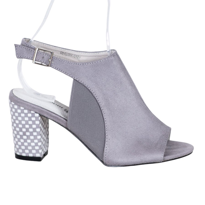 Goodin Sandales assemblées à talon à carreaux gris Goodin Sandales assemblées à talon à carreaux gris