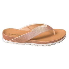 Tongs VINCEZA à paillettes rose jaune