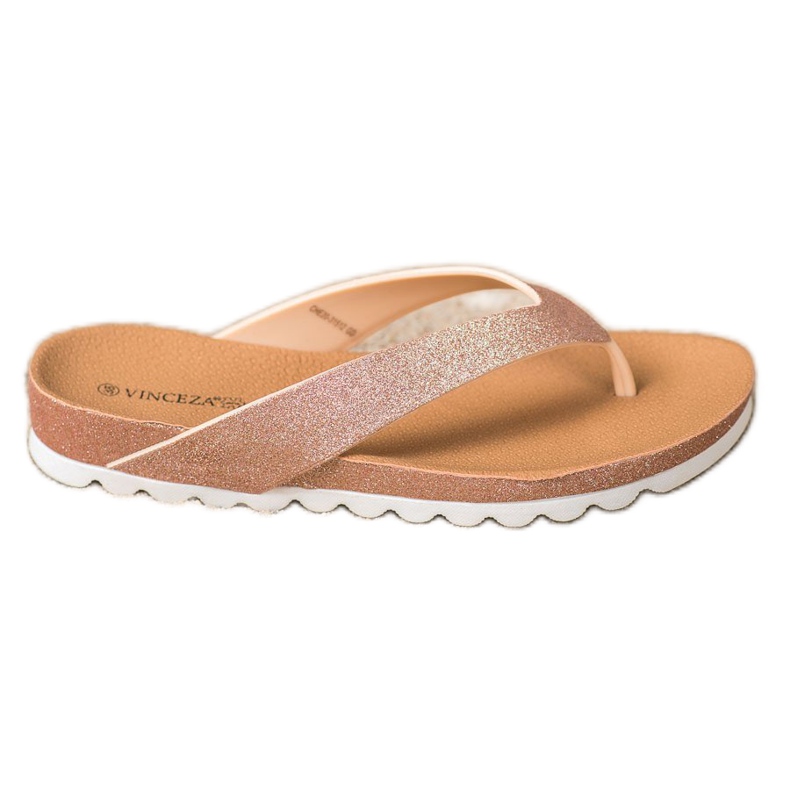 Tongs VINCEZA à paillettes rose jaune