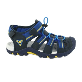 American Club Sandales pour enfants avec un insert en mousse américain DR01 / 20 bleu marin bleu jaune