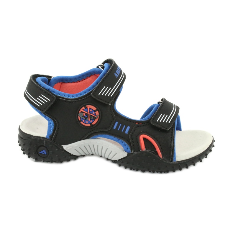 American Club Sandales semelle intérieure cuir American HL20/20, noir/bleu le noir