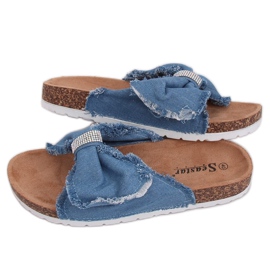 Chaussons en toile sur le liège BG60P Bleu clair