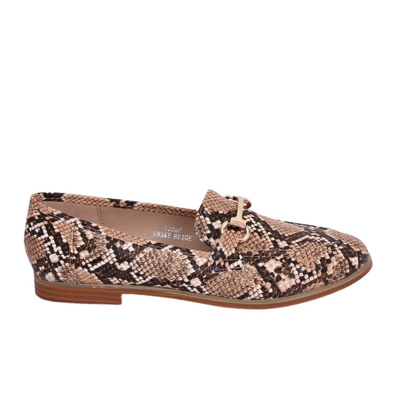 Mocassins femme peau de serpent T356P Snake Beige