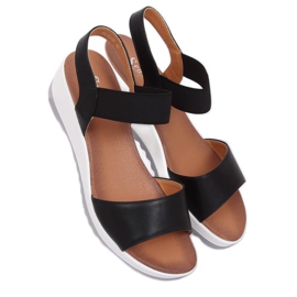 Sandales noires à talon compensé NS101P Noir