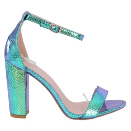 Sandales à talons holographiques TU135P Vert bleu