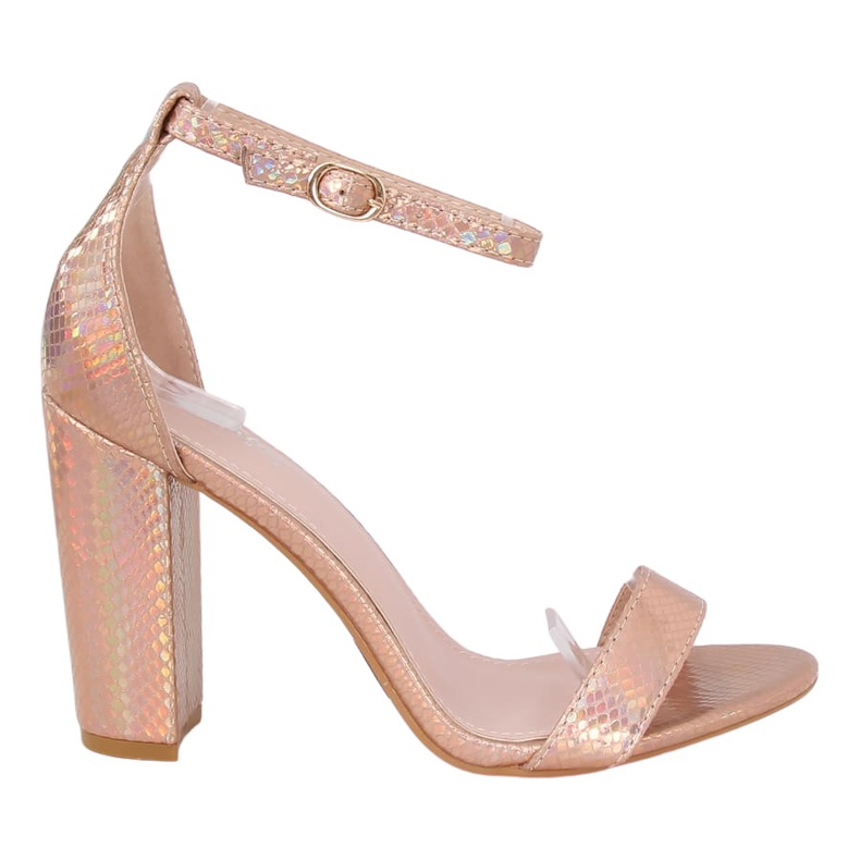 Sandales à talons holographiques TU135P Champagne multicolore jaune