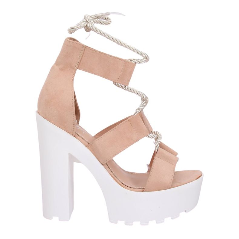 Sandales sur la plateforme beige et rose NS120 Beige