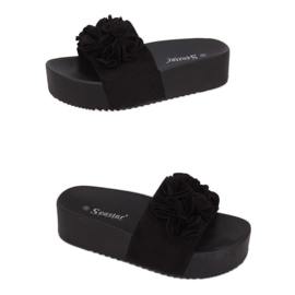 Noir CK148P Pantoufles noires à semelles hautes le noir