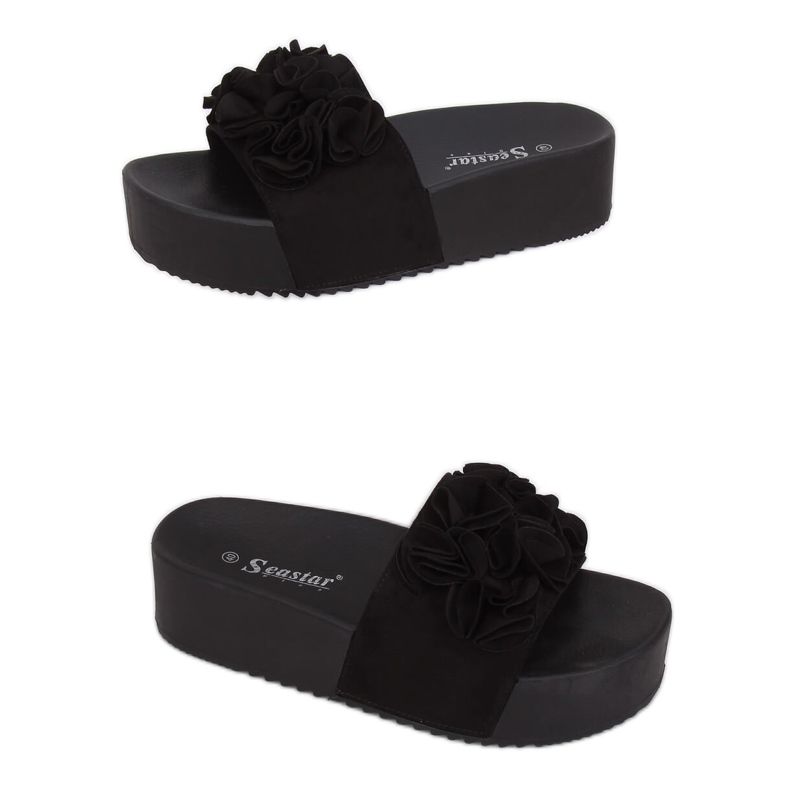 Noir CK148P Pantoufles noires à semelles hautes le noir