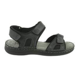 Sandales de sport confortables American Club CY13 / 20 en cuir noir