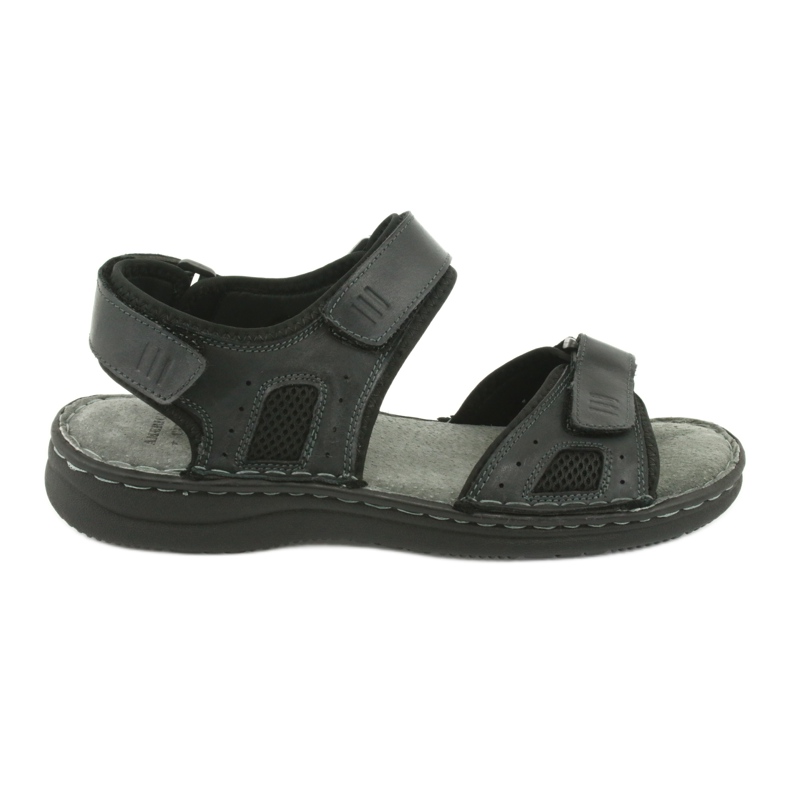 Sandales de sport confortables American Club CY13 / 20 en cuir le noir