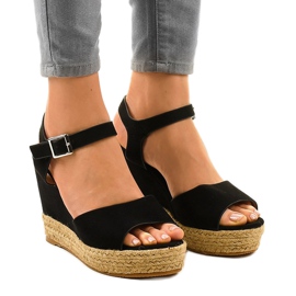 Sandales compensées espadrilles noires 9R195 le noir