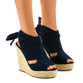 Sandales compensées espadrilles bleu marine 77-20
