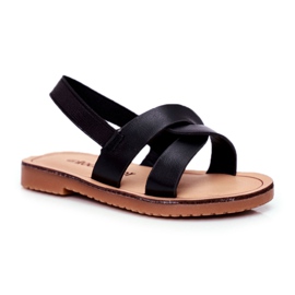 FRROCK Sandales à enfiler noires Bambino pour enfants avec une bande élastique le noir FRROCK Sandales à enfiler noires Bambino pour enfants avec une bande élastique le noir