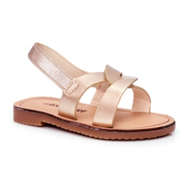 FRROCK Sandales enfant à enfiler avec un élastique Golden Bambino doré