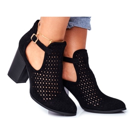 Bellucci Bottines Femme Talon Daim Ajouré Noir Morrena le noir