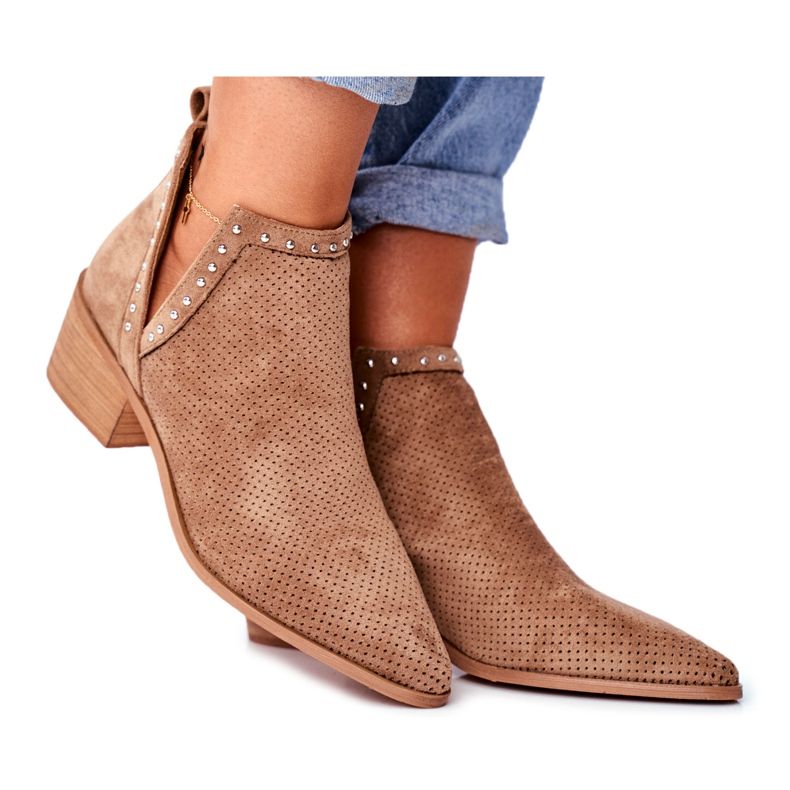 Bellucci Bottines Femme Talon Daim Ajouré Beige Margate
