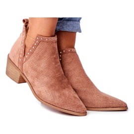 Bellucci Bottines Femme Talon Daim Ajouré Rose Margate