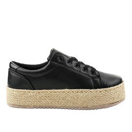 Espadrilles noires à lacets 6220