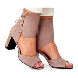Sandales Femme Talon Haut Maciejka Daim Beige 04122-04