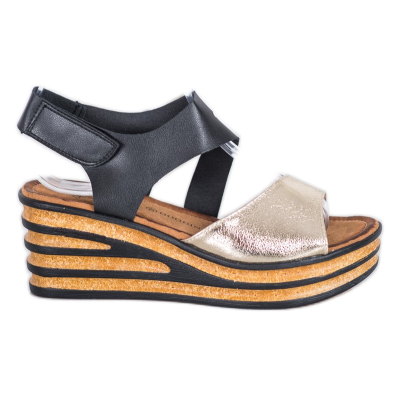 Goodin Sandales à la mode avec velcro le noir jaune