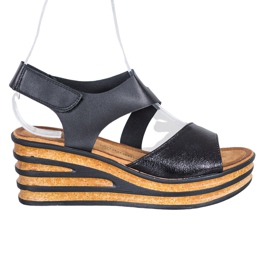 Goodin Sandales à la mode avec velcro le noir